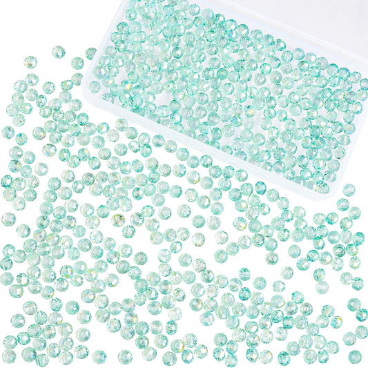 500Pcs 6mm Crystal Glass Beads for Jewelry Making Beads for Bracelets Necklace Pendants Making Supplies(Light Blue Green)