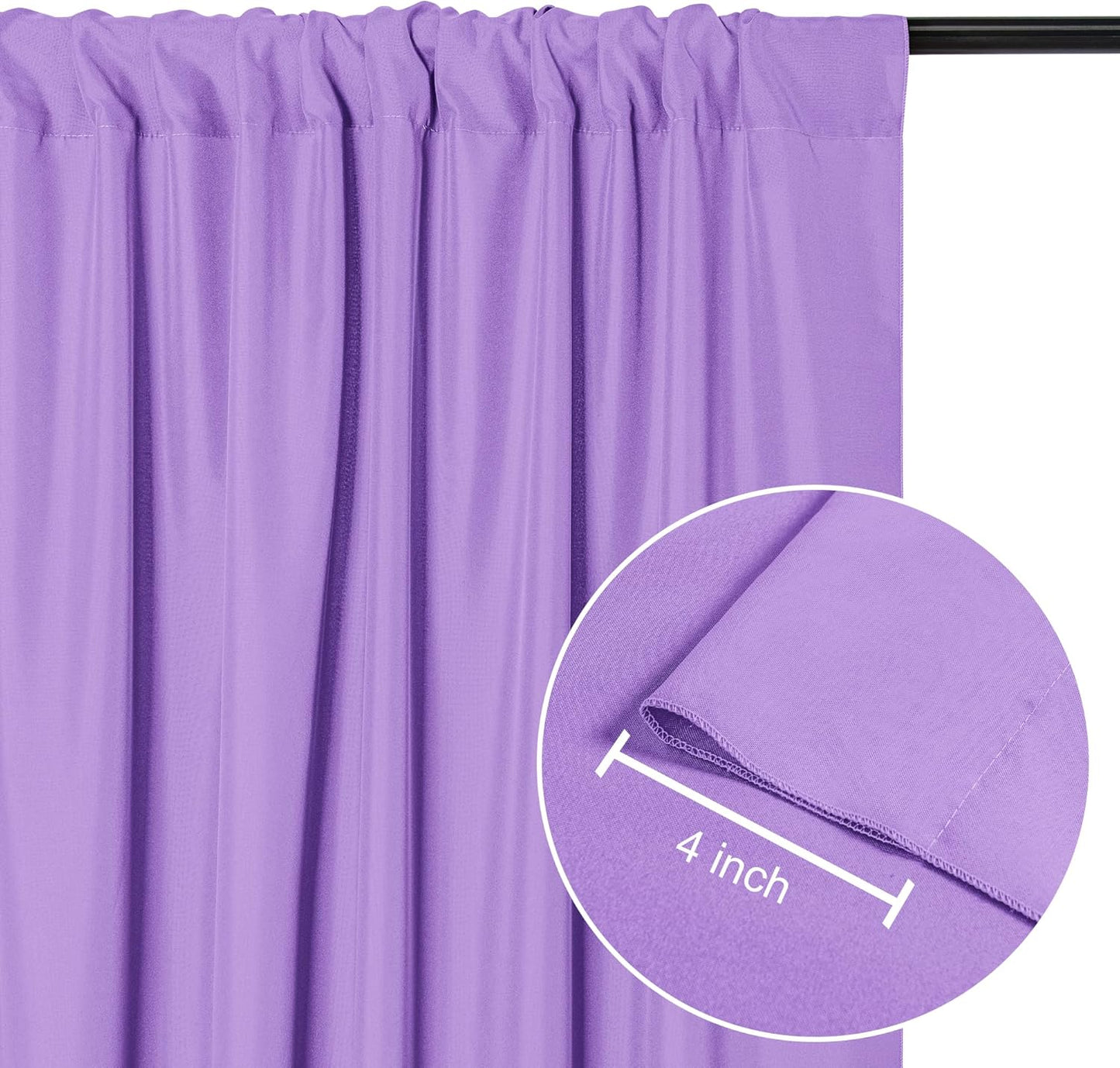 DWCN 10x10 FT Backdrop Curtains for Parties, Photography Backdrop Drapes with Rod Pockets for Wedding Decorations Stage Birthday Family Gatherings, 2 Panels 5ft x 10ft, Lavender