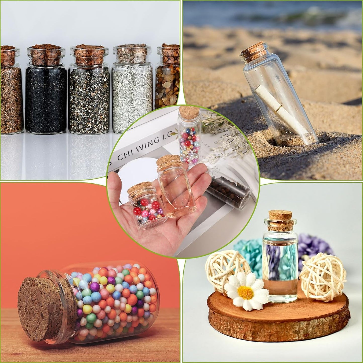 uxcell 10Pcs Mini Glass Bottles with Cork Stoppers, 15ml Small Clear Bottles Glass Empty Jars Vials for DIY Crafts Party Wedding Decor Favors