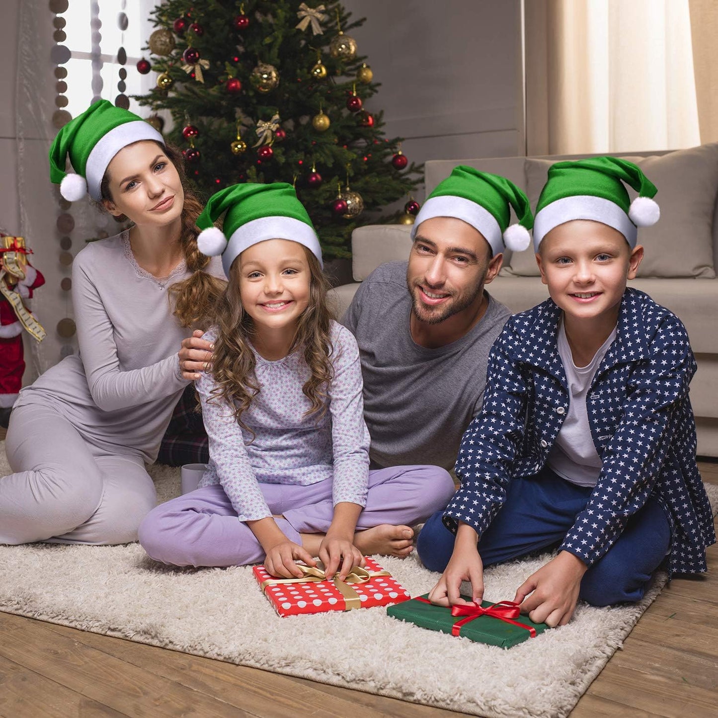 SATINIOR 12 Pieces Santa Hats Christmas Non Woven Fabric Hat for Holidays Xmas Party Supplies