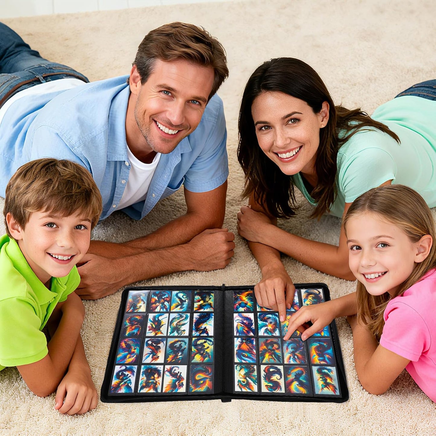 Trading Card Binder 16 Pocket with Display Window, 1024 Cards Capacity Card Binder, Waterproof PU Leather Photocard Baseball Card Binder for MTG, TCG, Sports Cards, Black