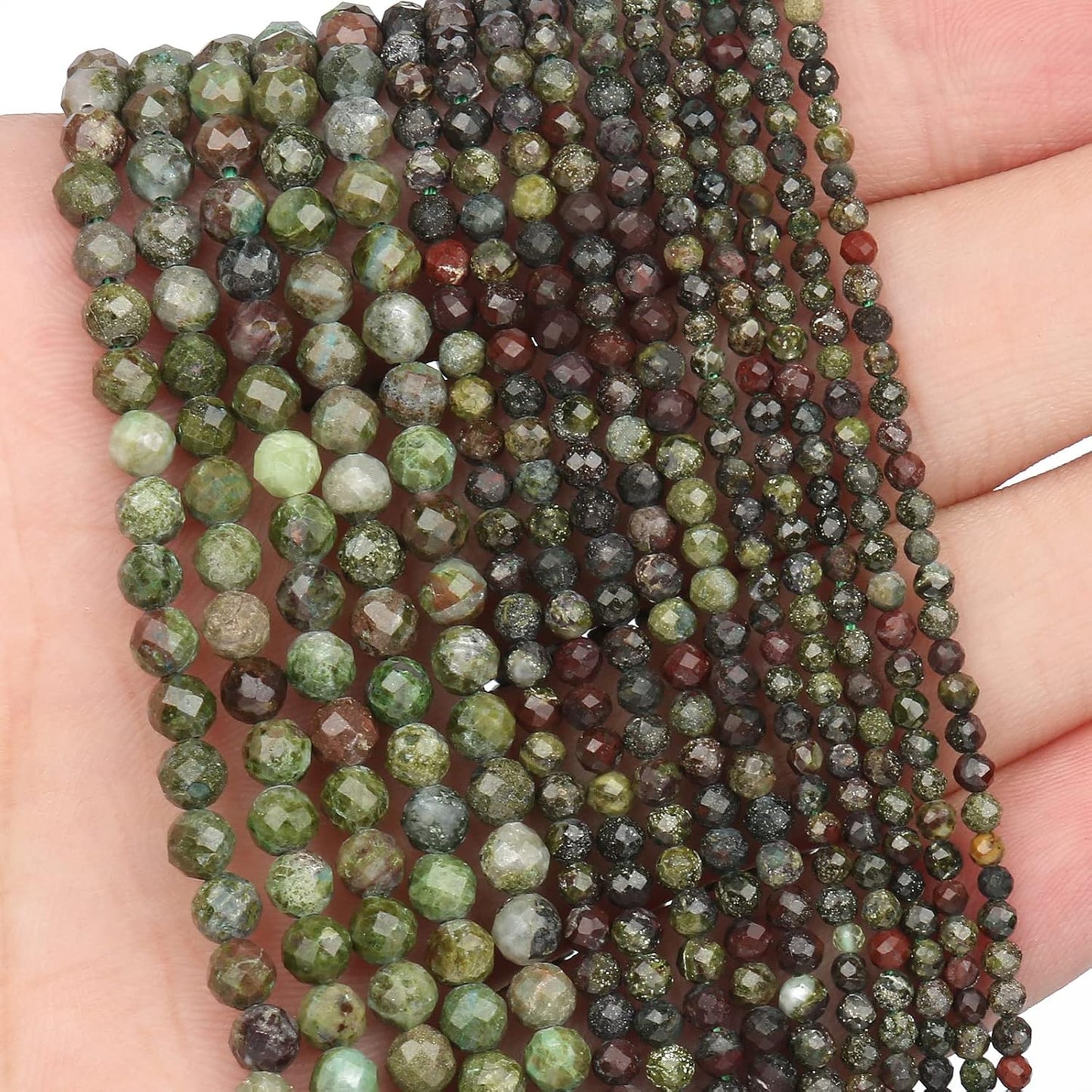Song Xi 180pcs 2mm Natural Dragon Blood Gemstone Beads Faceted Round Loose Stone Beads for Jewelry Making