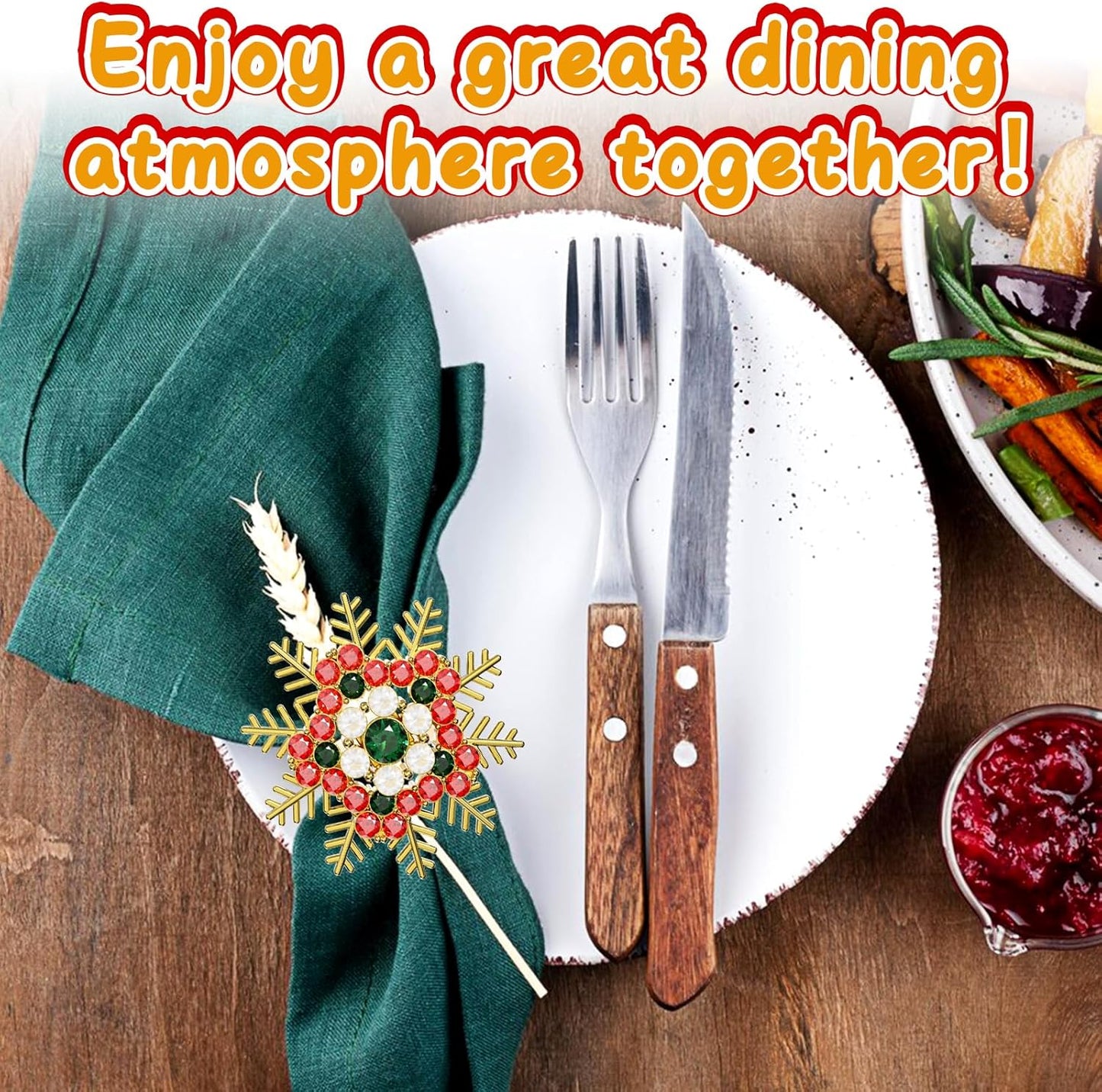 Halatool Set of 6 Christmas Napkin Rings Colorful Snowflake Napkin Holder for Christmas Thanksgiving Holiday Party Table Decoration