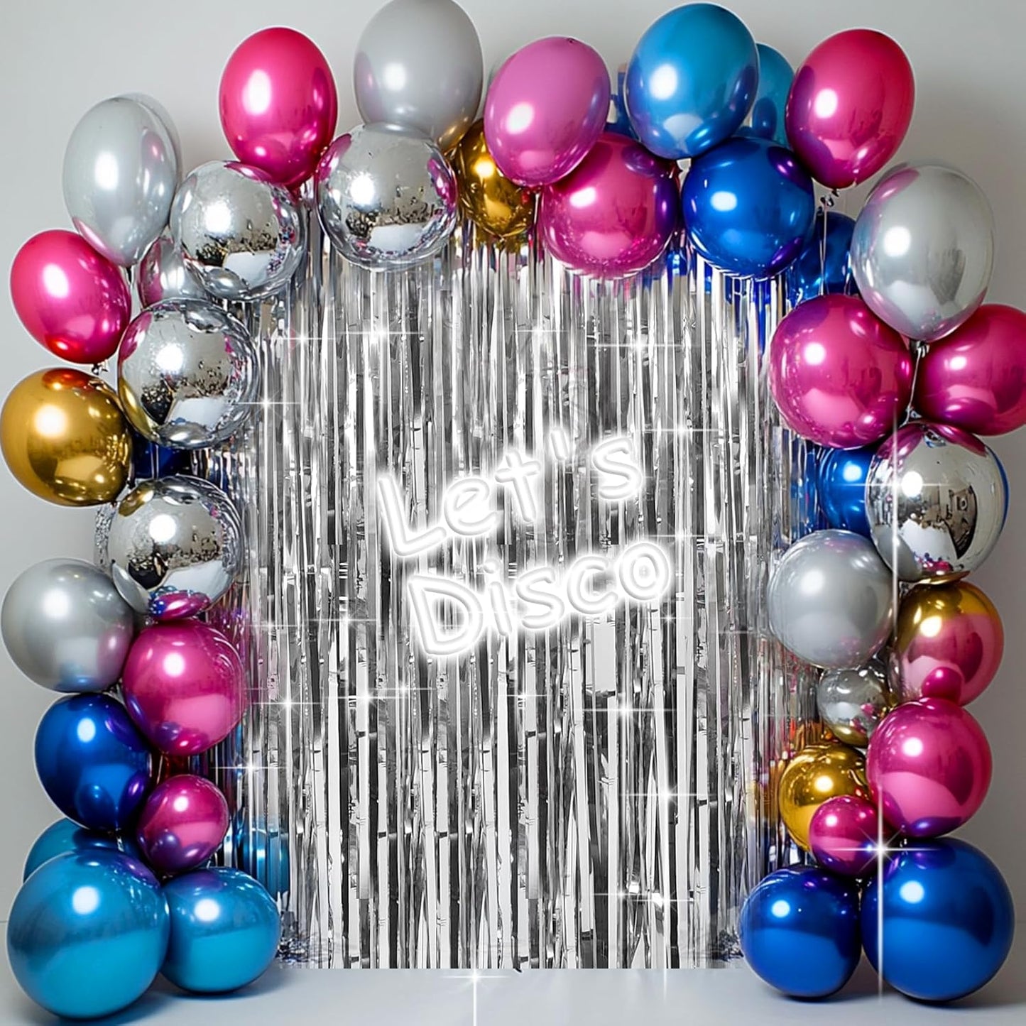 4 Packs Silver Foil Fringe Curtain, Silver Metallic Tinsel Backdrop for Birthday, Wedding, Baby Shower, Engagement, Bachelorette Party, Christmas Holiday Celebration Party Decorations Supplies