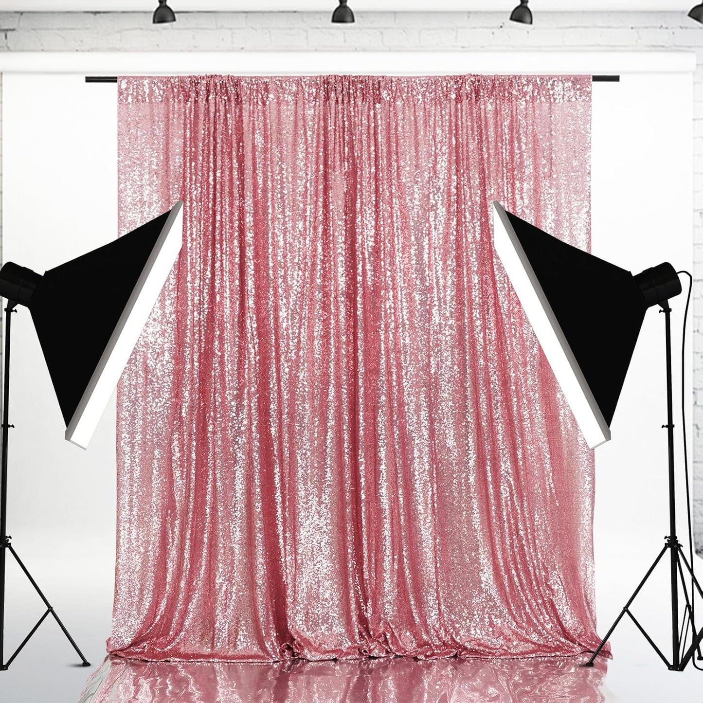 Eternal Beauty Fuchsia Pink Sequin Backdrop, 10x10 Ft Glitter Background Curtains for Shimmer Photography Party Wedding Birthday Back Drop Decor