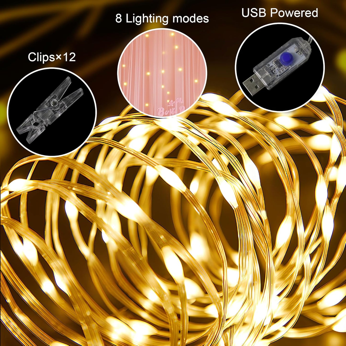 Tulle Backdrop Curtain with Lights String 10FT X 8FT Peach Sheer Tulle Backdrop Curtains for Wedding Birthday Party Reception Photo Booth Background Decorations (2 Panels 5x8FT)