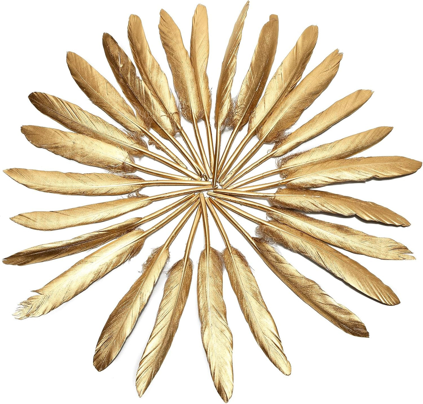 FeelfunFeather 120pcs Gold Goose Cochettes Feather Natural Bulk 4-6 inch 10-15cm for Wedding Party Christmas Decorations DIY Crafts Goose Cochettes Feather