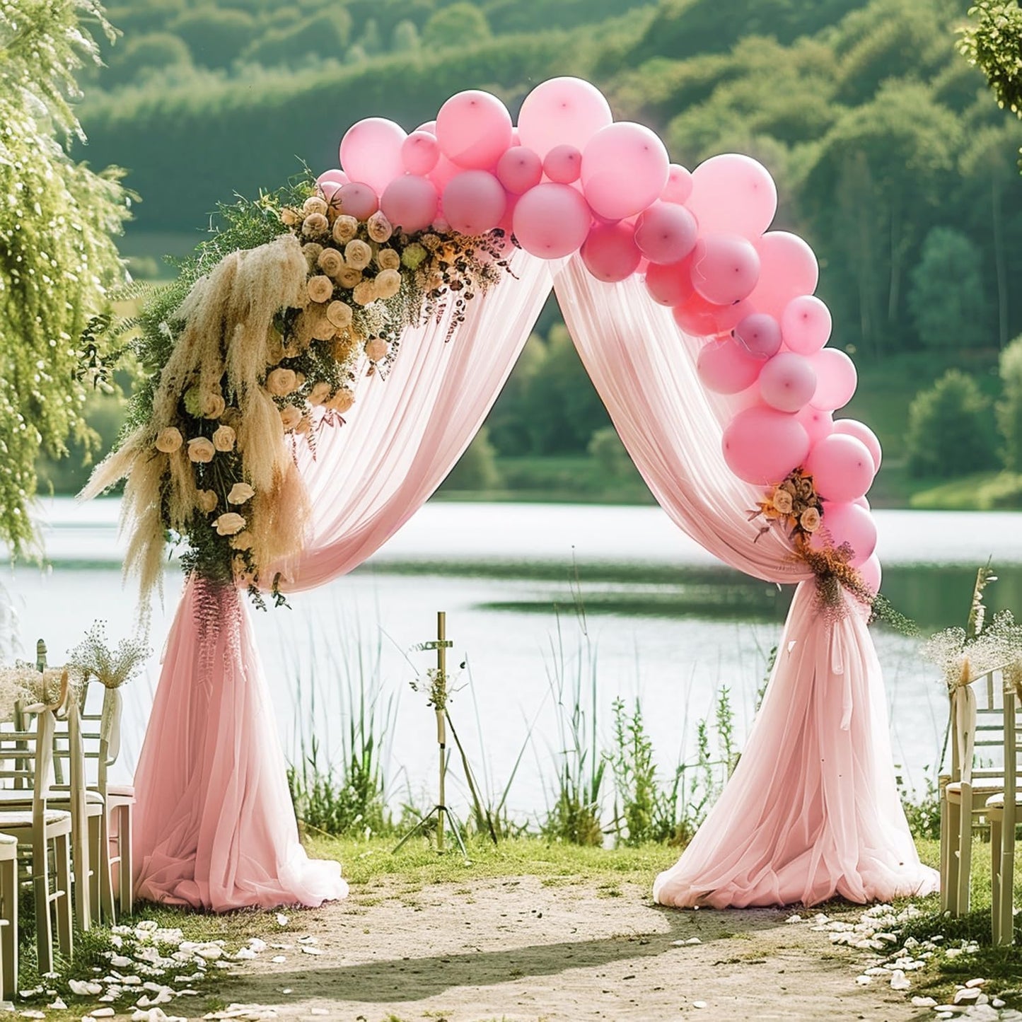 Wokceer Wedding Arch Draping Fabric 6 Panels 28.7" x 20FT Blush Drapes Sheer Fabric Backdrop Arch Draping Fabric for Wedding Ceremony Birthday Party Bridal Shower Decoration