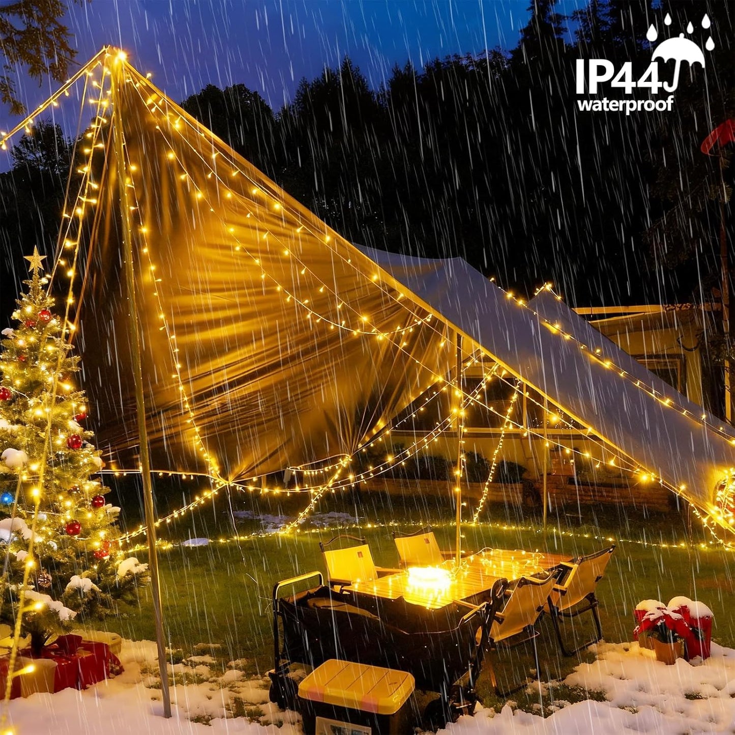 YEGUO 165ft 500 LED String Lights Outdoor Waterproof, Clear Wire Christmas Lights Indoor Plug in, 8 Modes Fairy Light for Party Wedding Classroom Tree(Warm White)