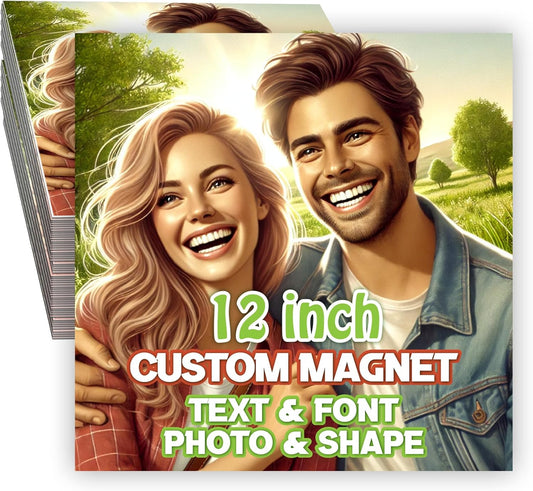 KETABAO – 12" Square Magnetic Photo for Refrigerators, Storage Cabinets and Cars – Customized Gifts for Office and Home