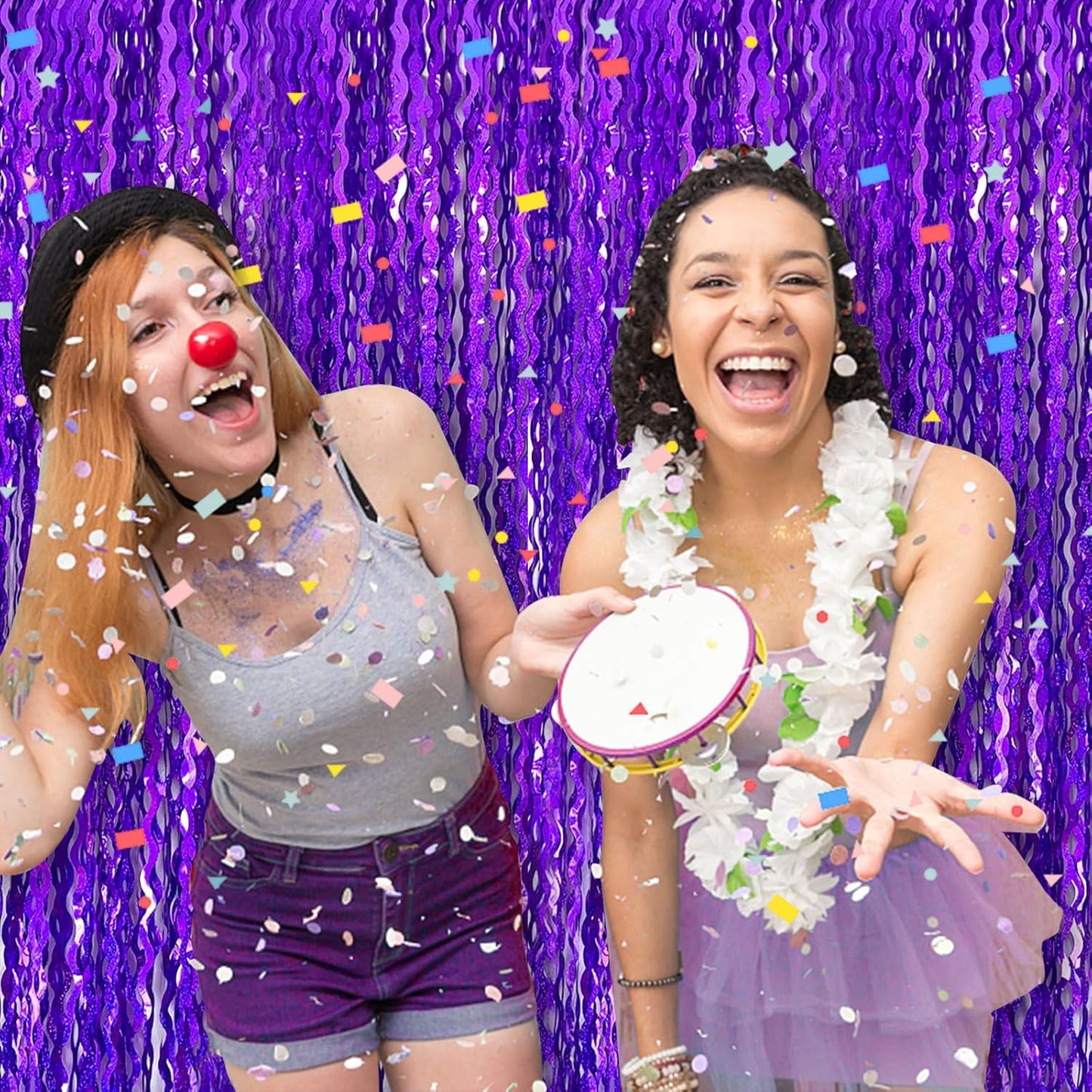 Tinsel Foil Fringe Curtains Wavy Backdrop for Parties Sparkle Metallic Wavy Foil Fringe Backdrop Curtain for Party Decorations Photo Booth Props for Birthday Graduation Wedding