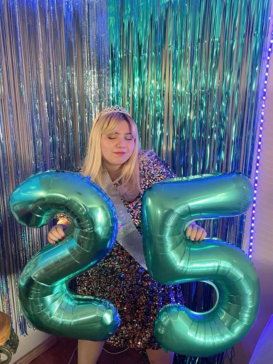 Large Teal Blue 40 Inch Birthday Number 5 Balloon, Teal Blue Five 5th 15 25 35 50 55 Birthday Anniversary Celebration Decorations, Foil Mylar Helium Numbers 5 Balloons Girl Boy Party Supplies