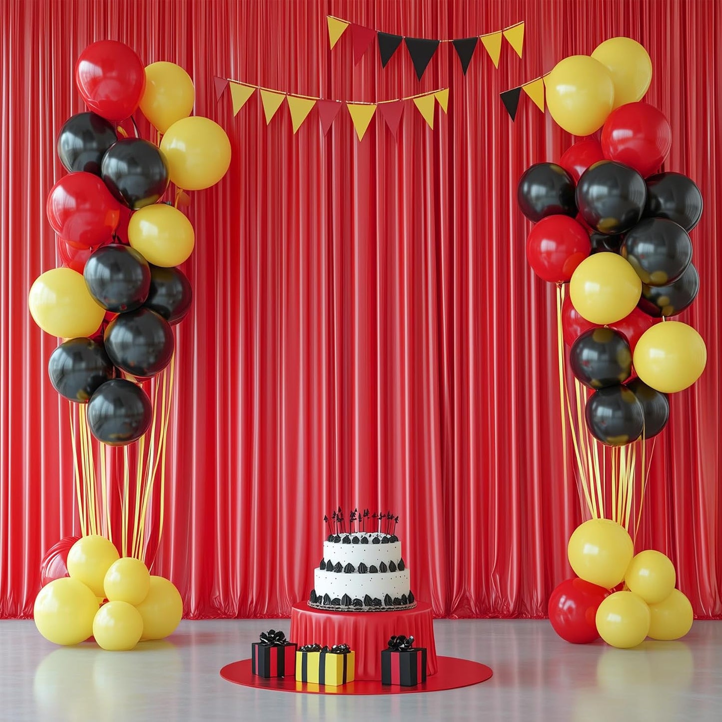 10ftx14FT Wrinkle Free Red Backdrop Curtain, 2 Panels 14FT Height Red Wedding Backdrop Drapes, Silky Polyester Back Drop Cloth for Birthday Photography Background Party Backdrop Draping