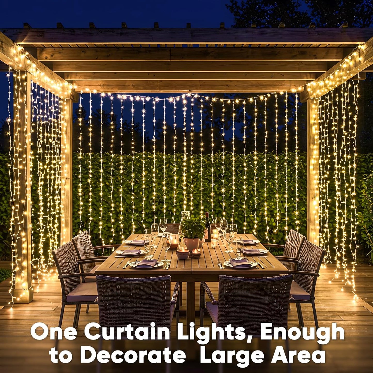 suddus 900 LED Christmas String Lights Outdoor, 9.8x29.5ft Curtain Light Plug in with Remote, 8 Modes Wall Hanging Lights for Christmas,Dorm,Wall，Window,Wedding,Party,Birthday Decor,Warm White