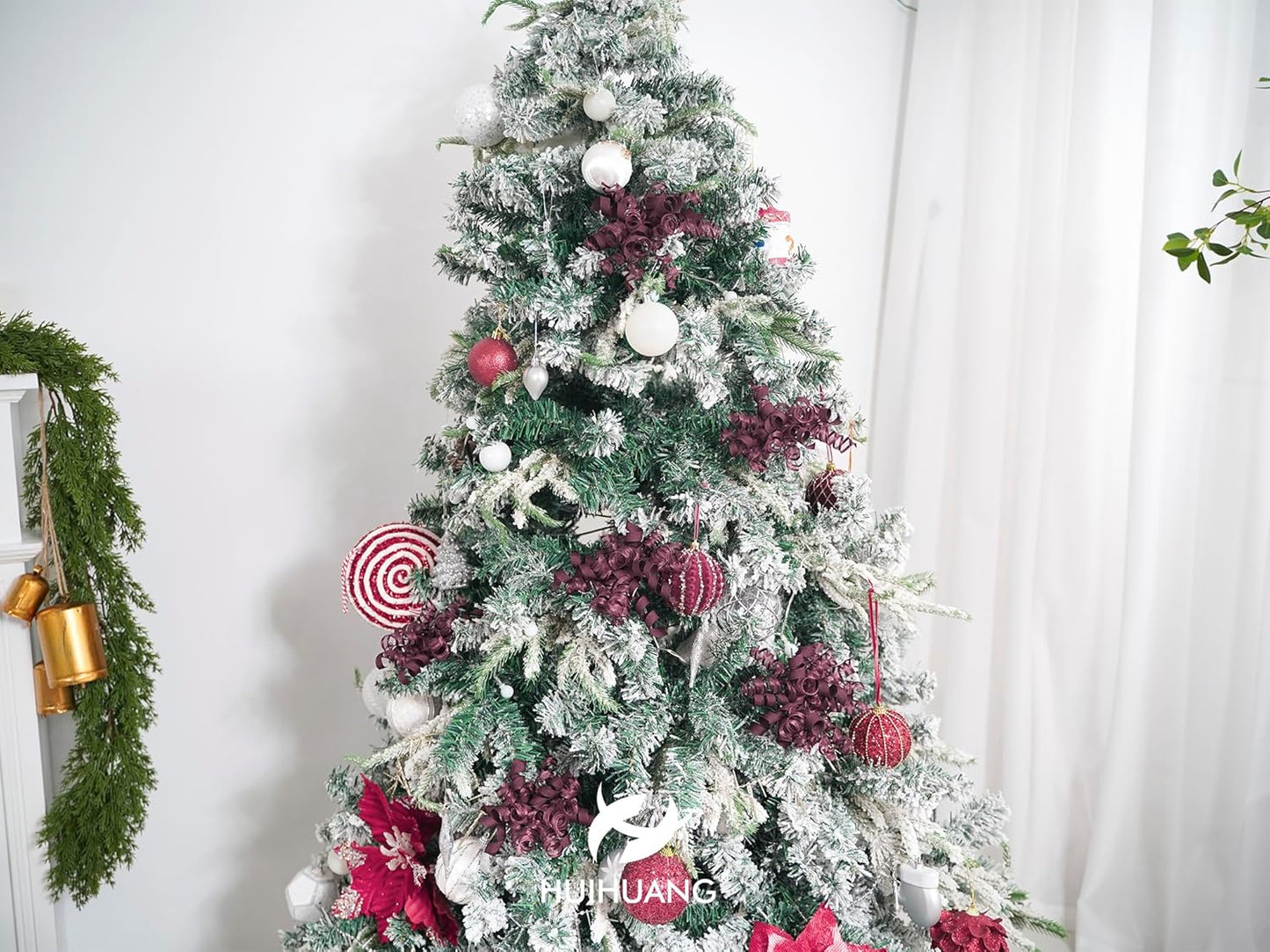 HUIHUANG Christmas Bows for Gift Wrapping Burgundy Curly Gift Bow 5 inch x 8 Counts Wine Red Self-Adhesive Xma Bows for Presents, Paper Bag, Party Favors, Wrapping Accessories