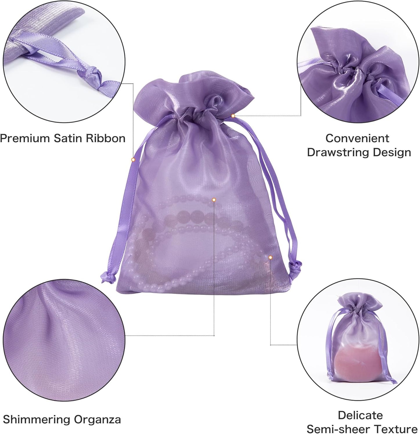 20 Pcs Purple Small Organza Bags 3X4 inch for Wedding Favors with Drawstring, Mini Mesh Gift Bags Jewelry Pouch for Candy Bridal Shower Party Favor Baby Shower Christmas