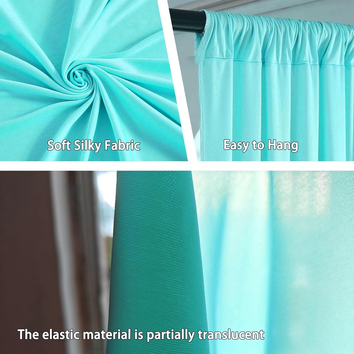 10 x 10 Feet Blue-Green Backdrop Curtain for Partie, Background Curtains for Photoshoot, Birthday, Wedding, Halloween, Thanksgiving, Christmas Day, New Year Party Decorations 5Ft x 10Ft, 2 Panels