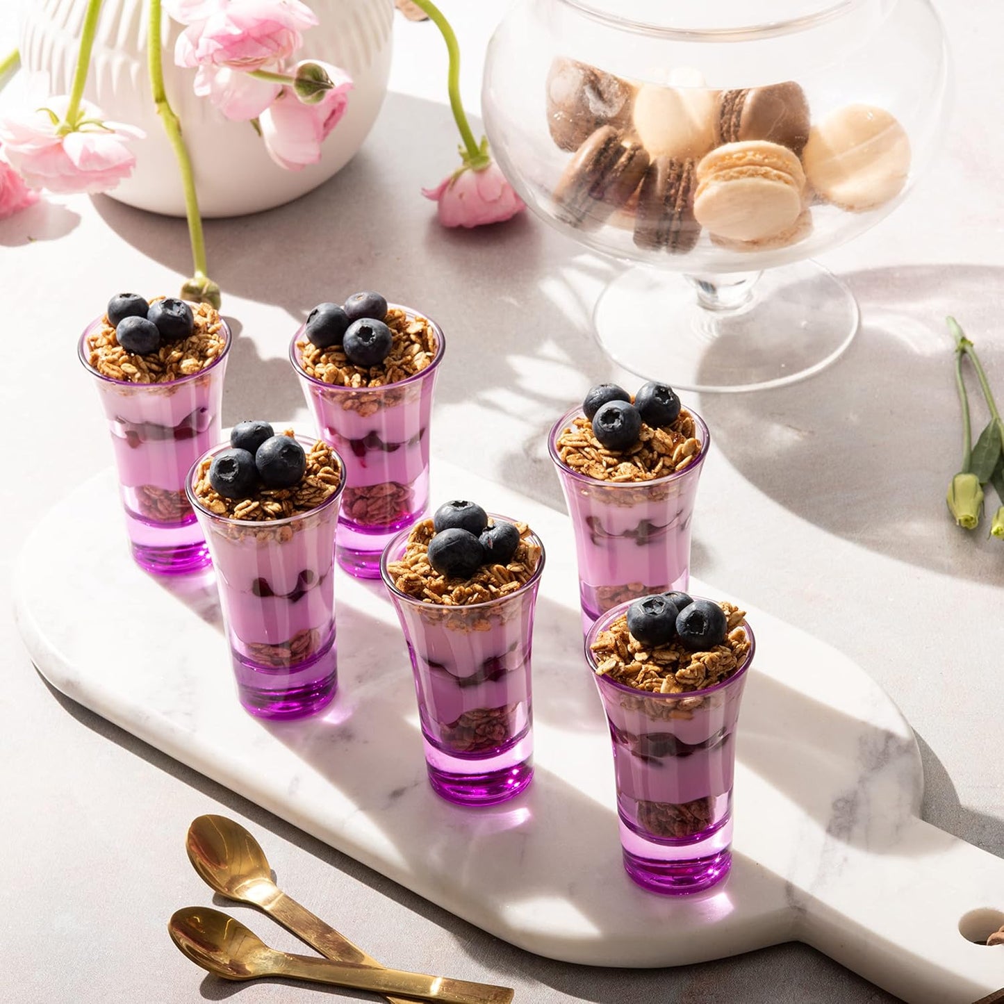 M&N HOME Purple Ombre Shot Glasses, 2 Oz Set of 6 Colored Shot Glasses, Whiskey Glasses, Tequila, Cocktail Glasses, Vodka Glasses, Spirits & Liquors (Gradient Purple)