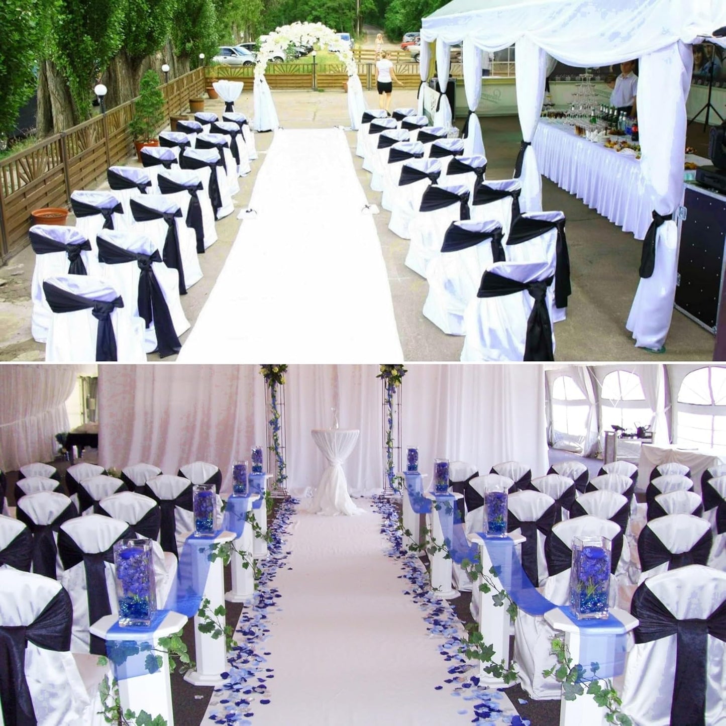 50 PCS Satin Chair Sashes Bows Decorative Universal Chair Cover Chairs Ribbon Ties Back Sash for Wedding Party Halloween Ceremony Reception Hotel Banquet Events Restaurant Decor(7 x 108inch,Navy Blue)