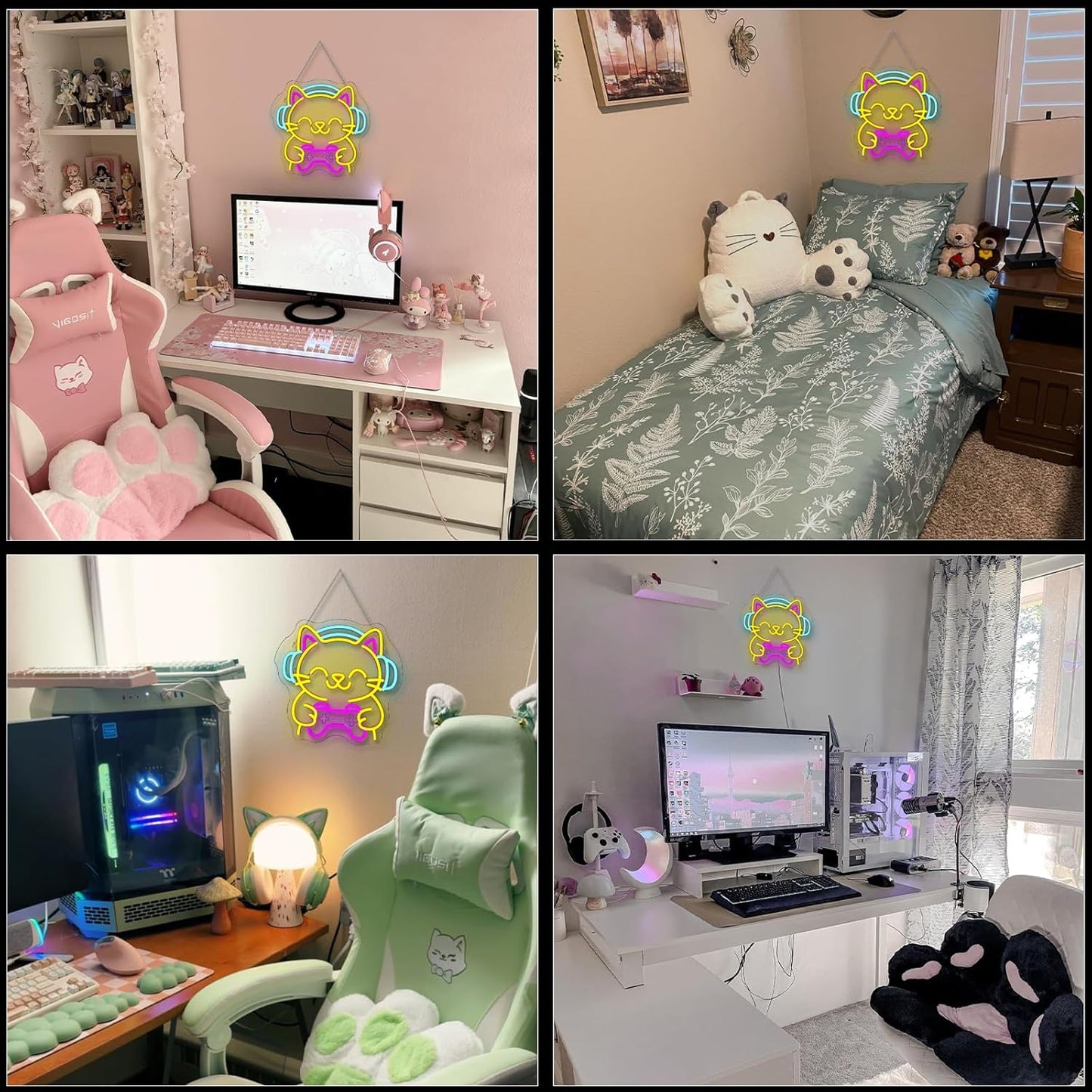 Ineonlife Game Cat Neon Sign for Wall Decor Light Up Cute Animal Led Signs for game room Acrylic Art Decor for home bar bedroom cafe man cave Decorations 12.99x12.6 inch USB POWER