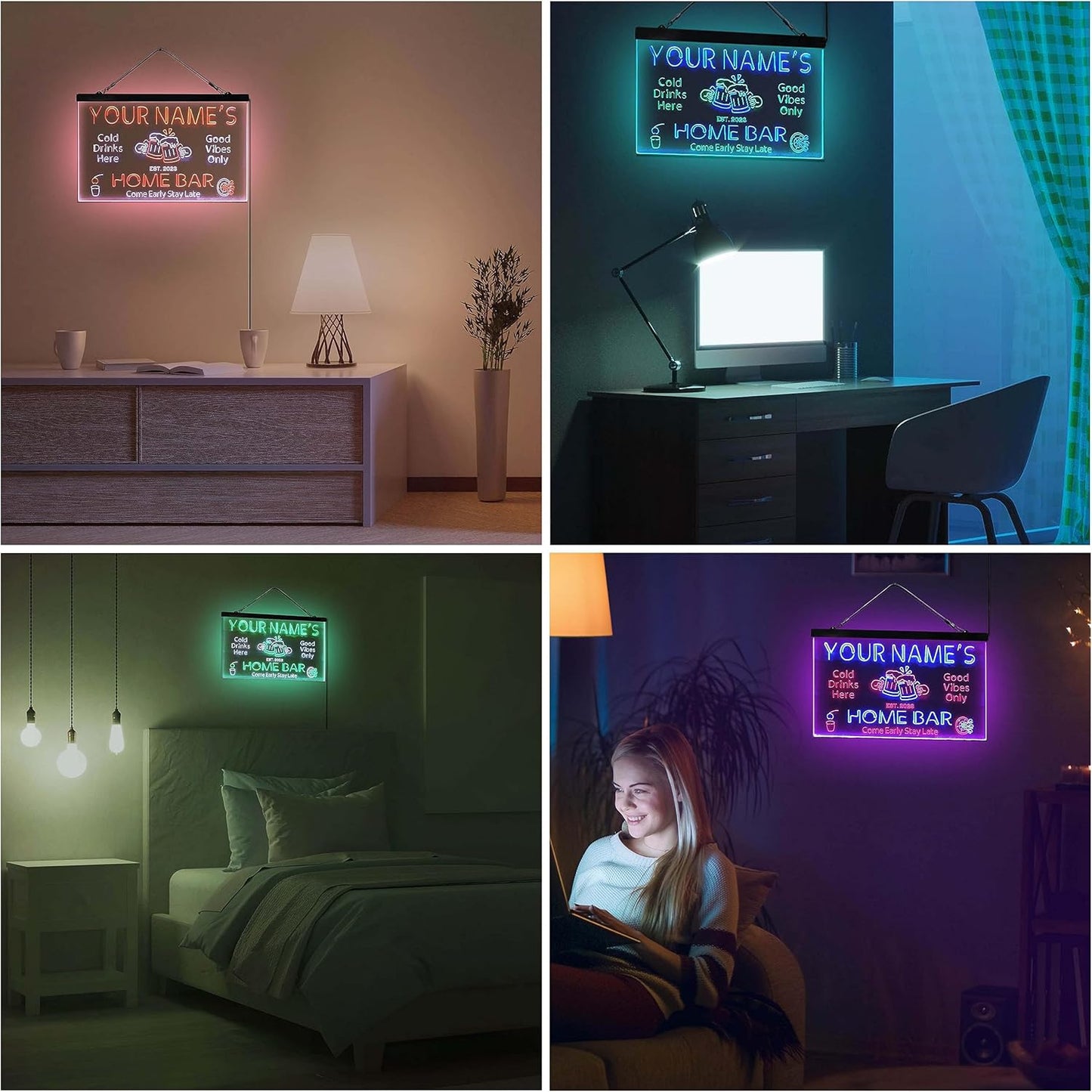 ADVPRO Personalized Your Name Custom Home Bar Beer Established Year Dual Color LED Neon Sign Green & Blue 24 x 16 Inches st6s64-p1-tm-gb