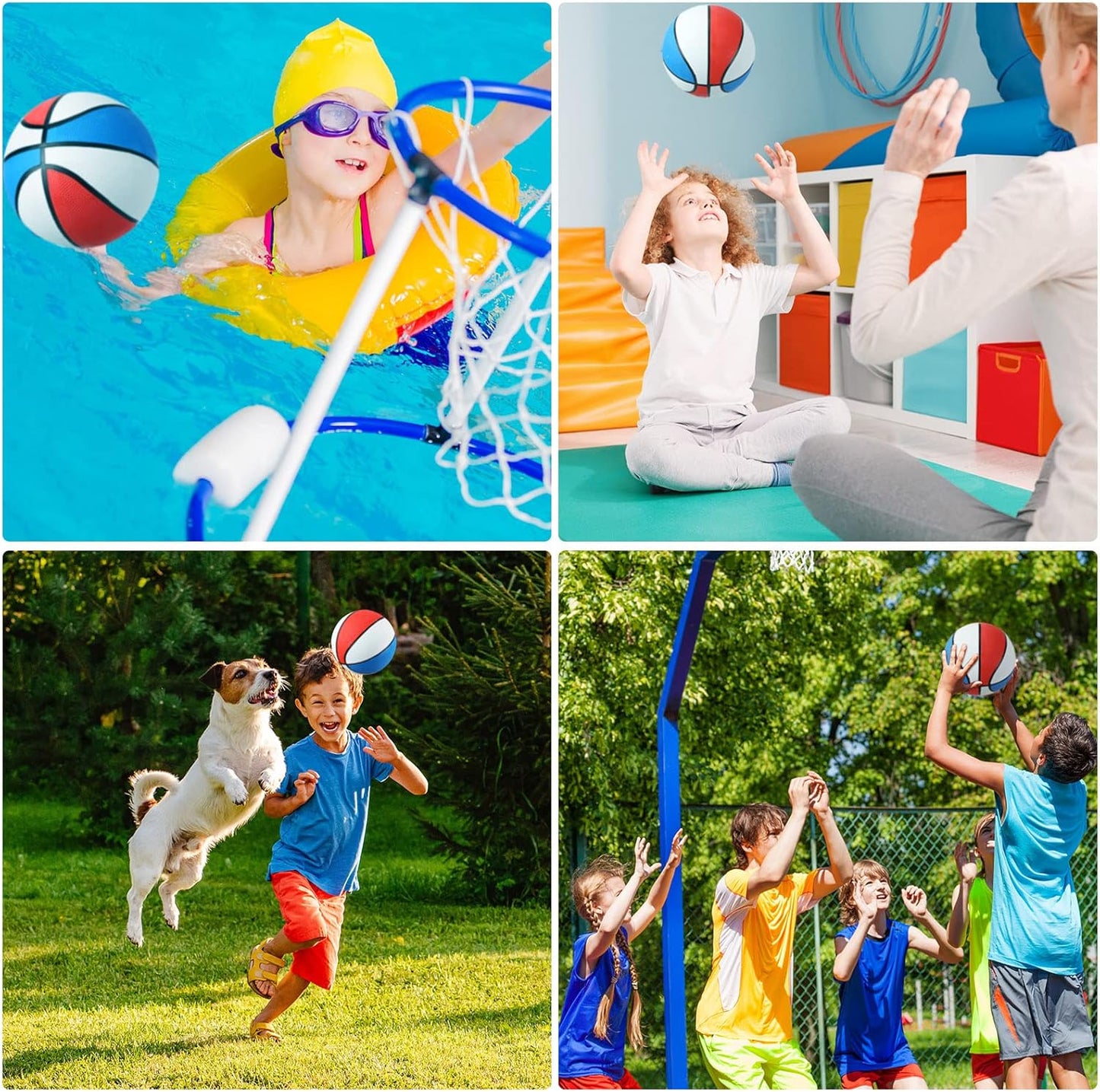 Vinsot 6 Pack Operation Christmas Mini Rubber Basketballs 7 Inch Red, White and Blue Mini Basketball Set Bulk Small Basket Balls for Indoor, Outdoor, Pool Parties, Game Party Favors