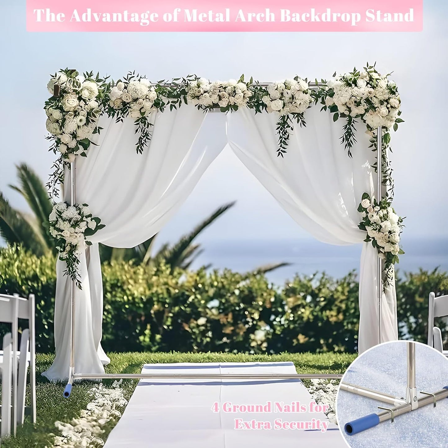 Arch Backdrop Stand,7x6 FT Metal Wedding Square Backdrop Stand for Ceremony Square Stainless Steel Backdrop Arch for Parties,Wedding,Birthday,Anniversary,Baby Shower,Garden Decoratip