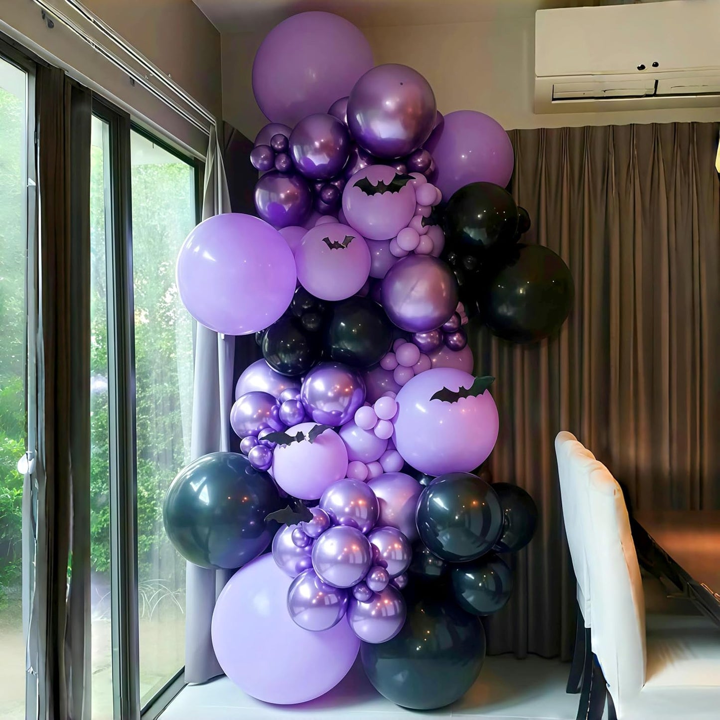 Purple Black Balloons, 12 Inch Dark Purple Light Balloons with Metallic Purple Confetti Latex Balloon Set for Girls Women Halloween Birthday Bridal Shower Wedding Party Decorations Is-02