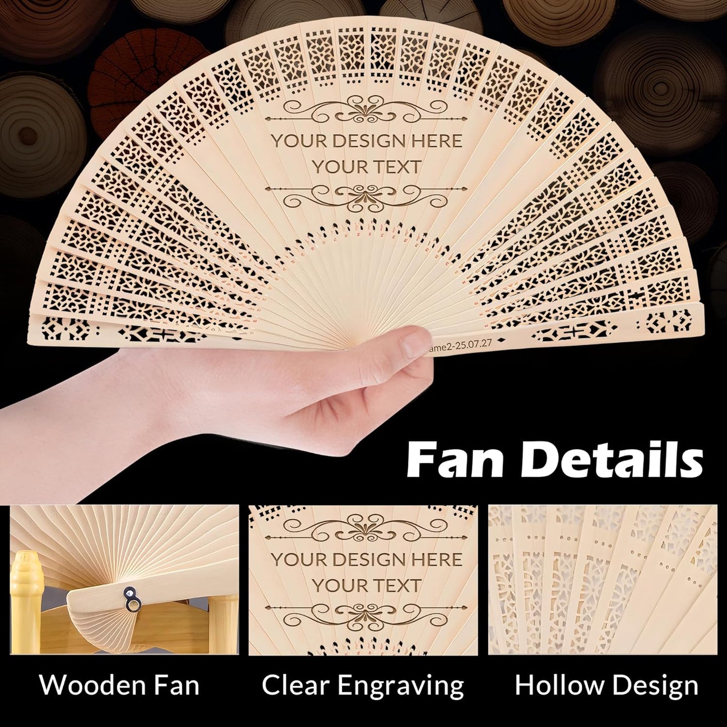 30 PCS Custom Fans Personalized Folding Fans for Line Dancing Wooden Hand Fan Wedding Favors Gift for Guests Personalized Fans for Events