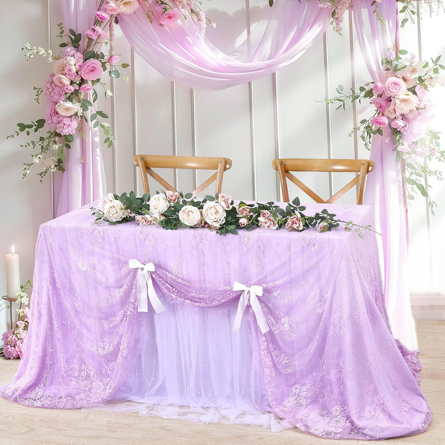 Lace Tablecloth Chic Table Fabric 60x120 Inch for Farmhouse Rustic Wedding Bridal Shower Party Decoration Rectangle Overlay Long Vintage Embroidered Reception Table Cloth Decor