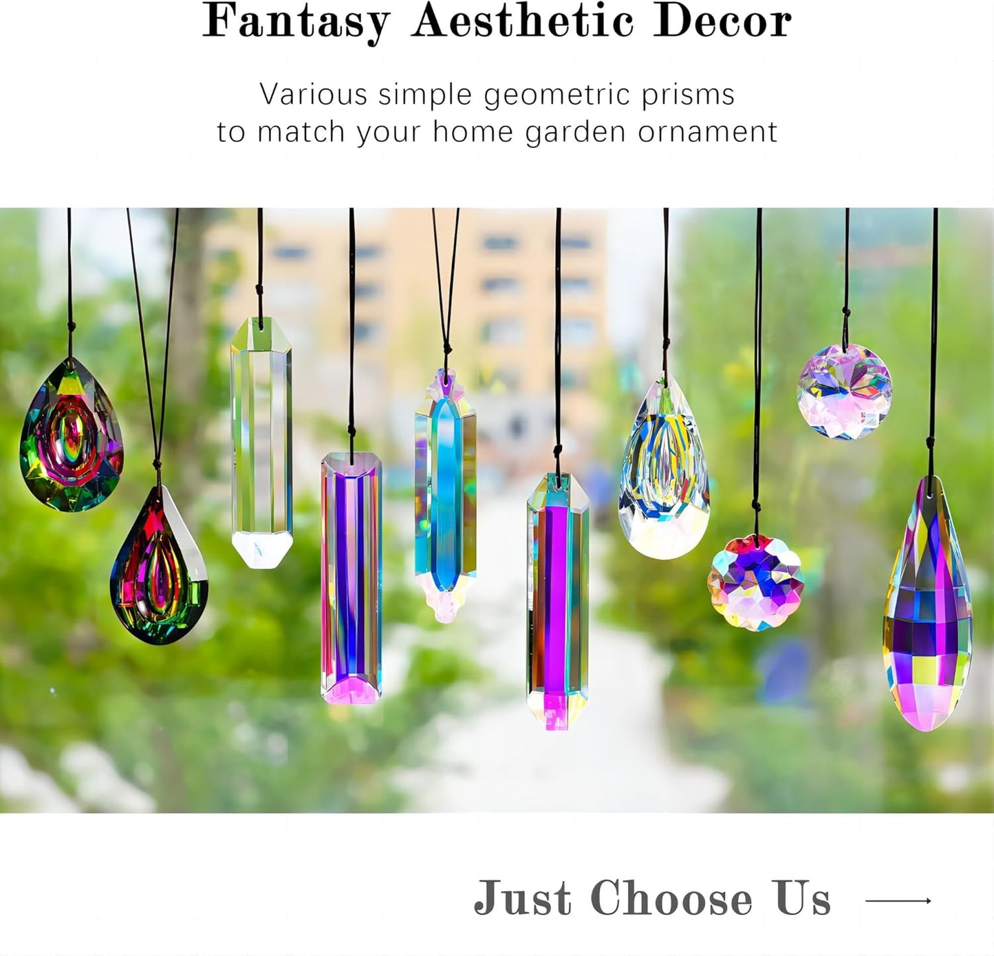 HDCRYSTALGIFTS 2pcs 120mm/5'' Large Crystal Prisms Suncatcher for Window Hanging, AB Crystals Sun Catcher Indoor Window, Rainbow Maker Crystal Stick Prisms for Balcony,Kitchen,Garden Decoration