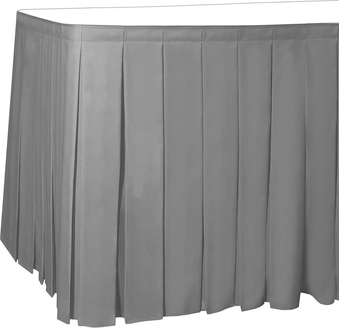 Ultimate Textile Pleat Polyester Fabric Table Skirt - Machine Washable Flame Resistant with Clips for Events, Weddings & Trade Shows, Cut & Sewn in Paterson, NJ - Silver, 7' Box Pleat