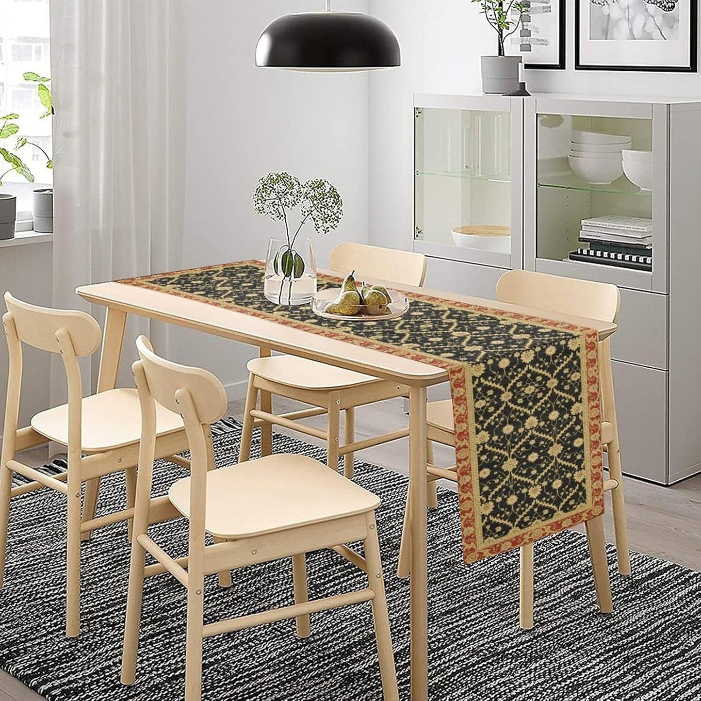 Vintage Morris Floral Table Runner, Boho Rustic Farmhouse Flower Pattern for Home Kitchen Table Decor Dining Coffee Room Party Decor 13x120in