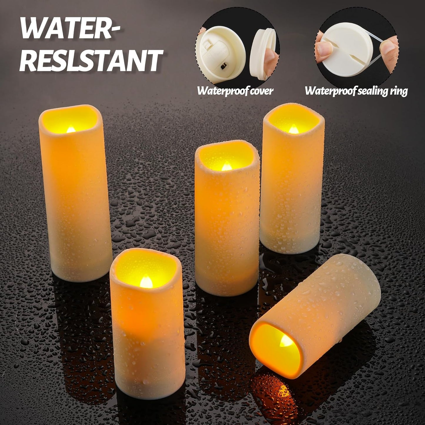 Da by Waterproof Outdoor Flameless LED Battery Candles, 12 High-Temperature Resistant Simulated Candles
