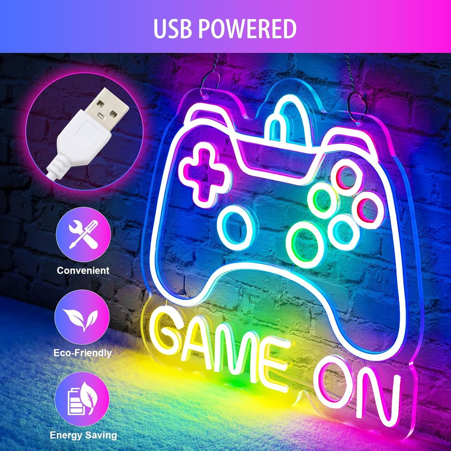 Gamer Neon Sign, Dimmable Neon Controller Sign for Gaming Room Decor, USB Powered Gamepad Shaped Gaming Neon Sign for Teen Boys Room Decor - Best Gifts Led Gaming Sign for Teenage Boys Kids