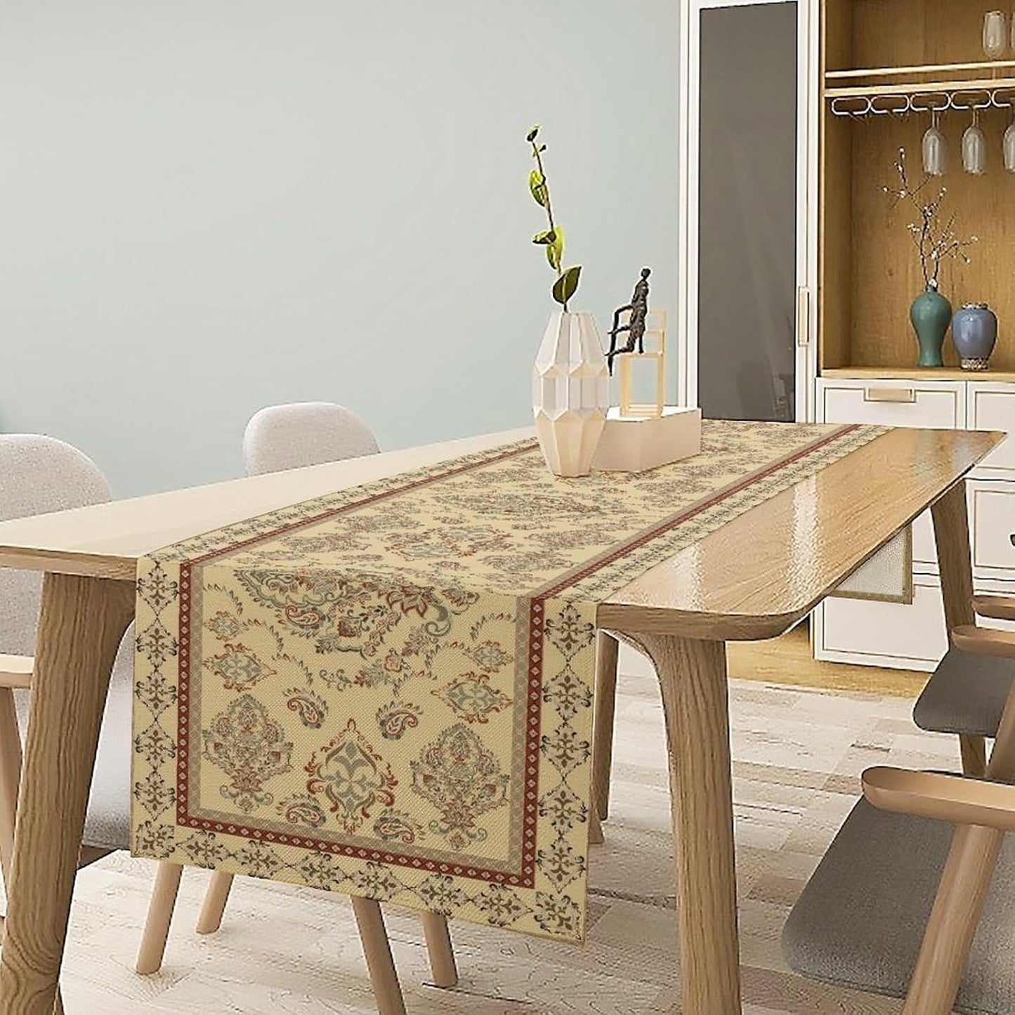 Vintage Farmhouse Flower Table Runner Boho Elegant Home Kitchen Table Dining Coffee Room Garden Party Wedding Decor 13x60in