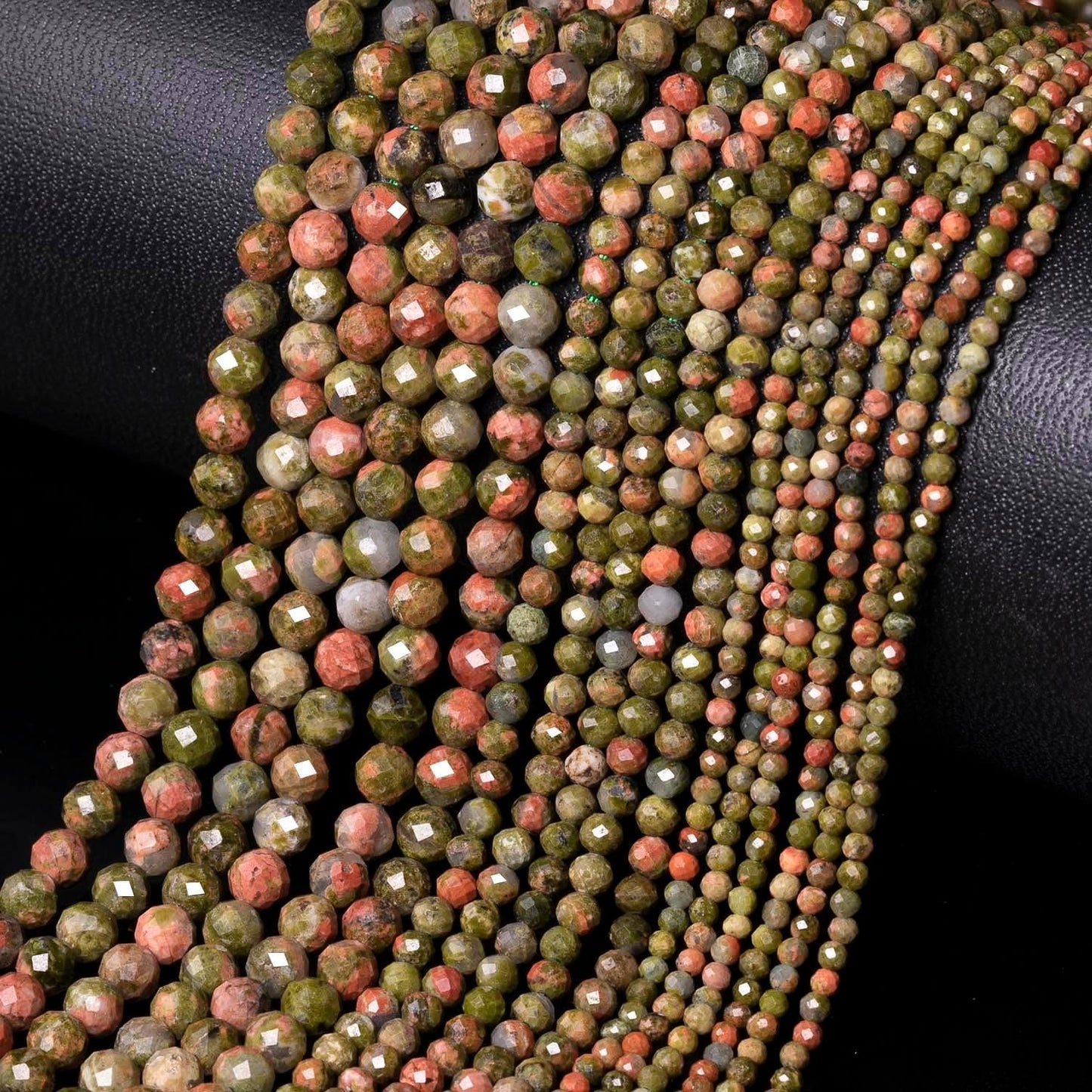 Song Xi 120pcs 3mm Natural Unakite Gemstone Beads Faceted Round Loose Stone Beads for Jewelry Making