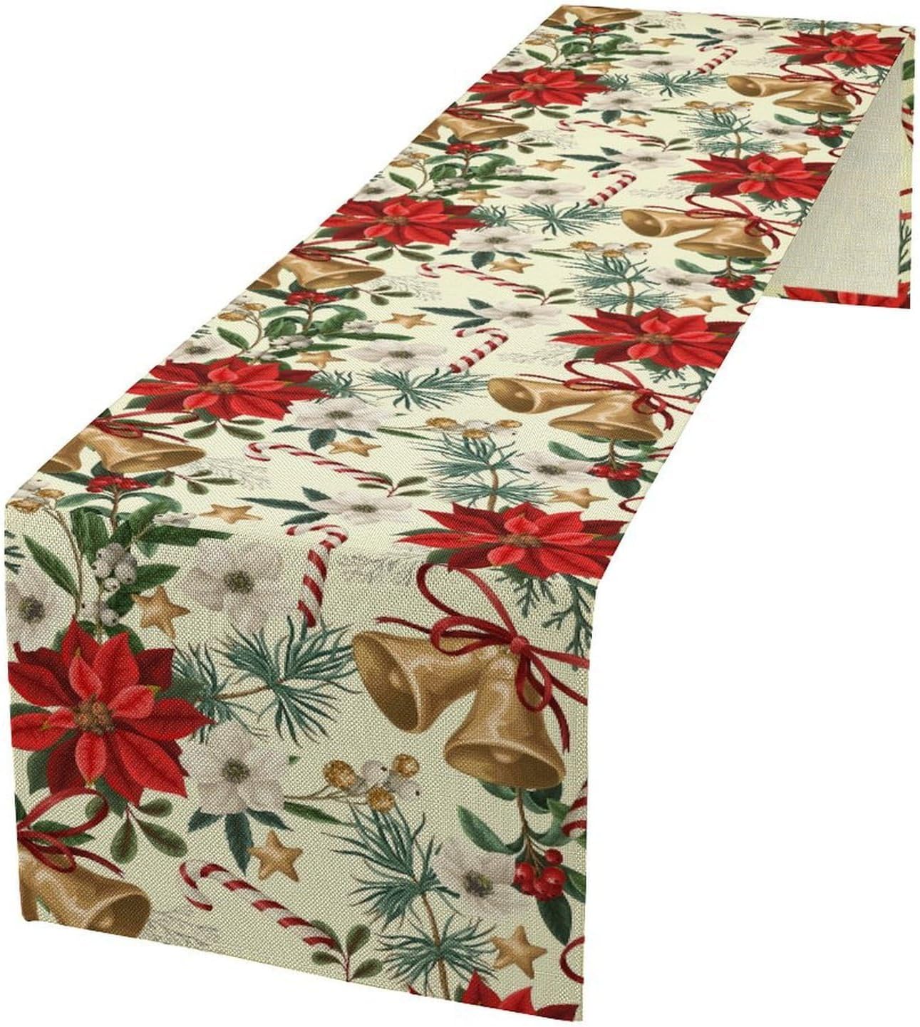 Christmas Table Runner, Seasonal Winter Xmas Holiday Kitchen Dining Table Decoration for Home Party Decor 13x120 Inch