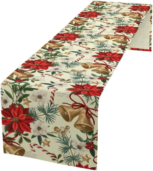 Christmas Table Runner, Seasonal Winter Xmas Holiday Kitchen Dining Table Decoration for Home Party Decor 13x108 Inch