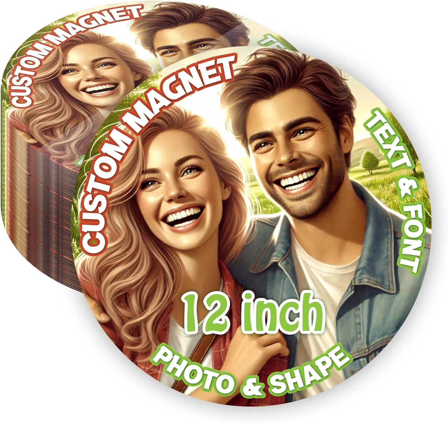KETABAO – 12" Circle Magnetic Photo Frames Magnet for Refrigerators, Storage Cabinets and Cars – Customized Gifts for Office and Home