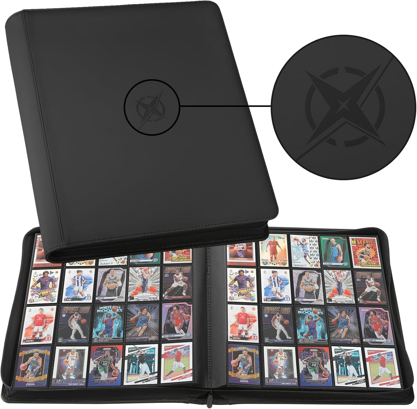 20-Pocket Card Binder, Trading Card Binder Holds 2000 Cards, Premium Zippered Trading Card Album Compatible with TCG, Game & Sports Cards (Black)