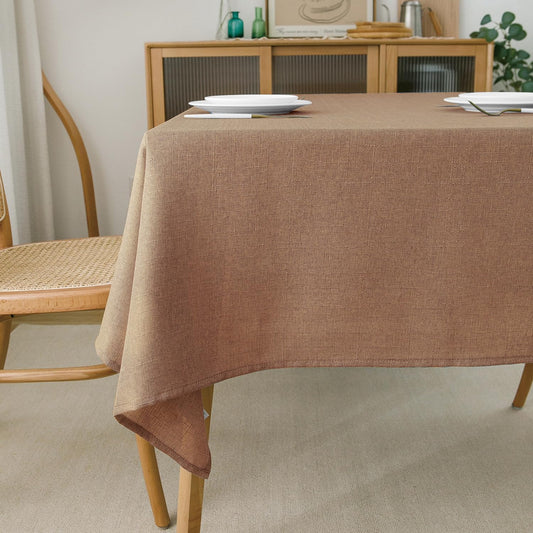 NLMUVW Square Linen Tablecloth 54 x 54 Inch, Mocha Farmhouse Table Cloth Textured Water Resistant Table Cover for Kitchen Dining Coffee