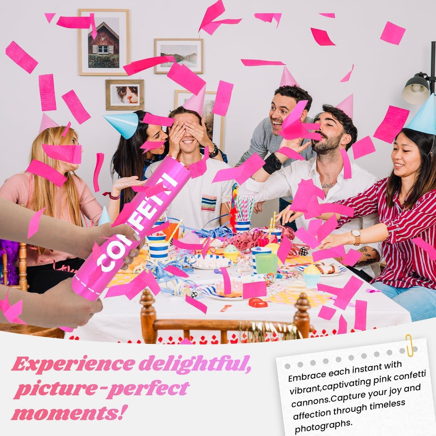 Confetti Cannon Pink Biodegradable Confetti Poppers 12Pack Party Poppers Confetti Shooters Pink Sticks for Wedding Graduation Engagement Anniversary Bridal Shower Valentines Day Birthday