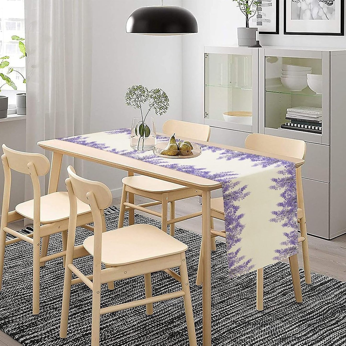 Purple Lavender Table Runner Vintage Watercolor Modern Kitchen Restaurant Decoration Suitable for Indoor and Outdoor Wedding Party Banquet Table Runner 13x70 Inch