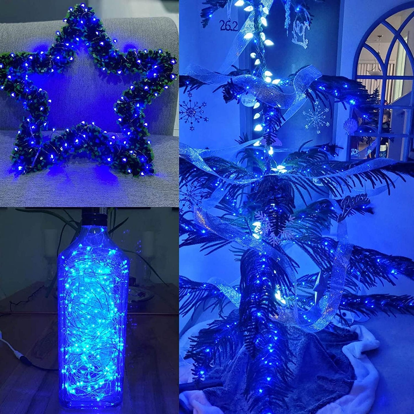 66Ft 200LED Fairy Lights Plug in, Waterproof String Lights Outdoor and Indoor 8 Modes Christmas Lights Bedroom Decor with Remote, Twinkle Lights with Timer for Girl's Room Christmas Decorations (Blue)