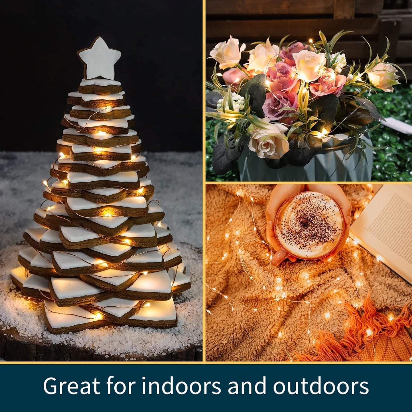 LAMPHOME 6 Pack Fairy Lights Battery Operated String Lights 6.6ft 20 Led Mason Jar Lights Waterproof Silver Wire Light Fireflies DIY Party Wedding Christmas Decoration(6 Pack,Warm White)