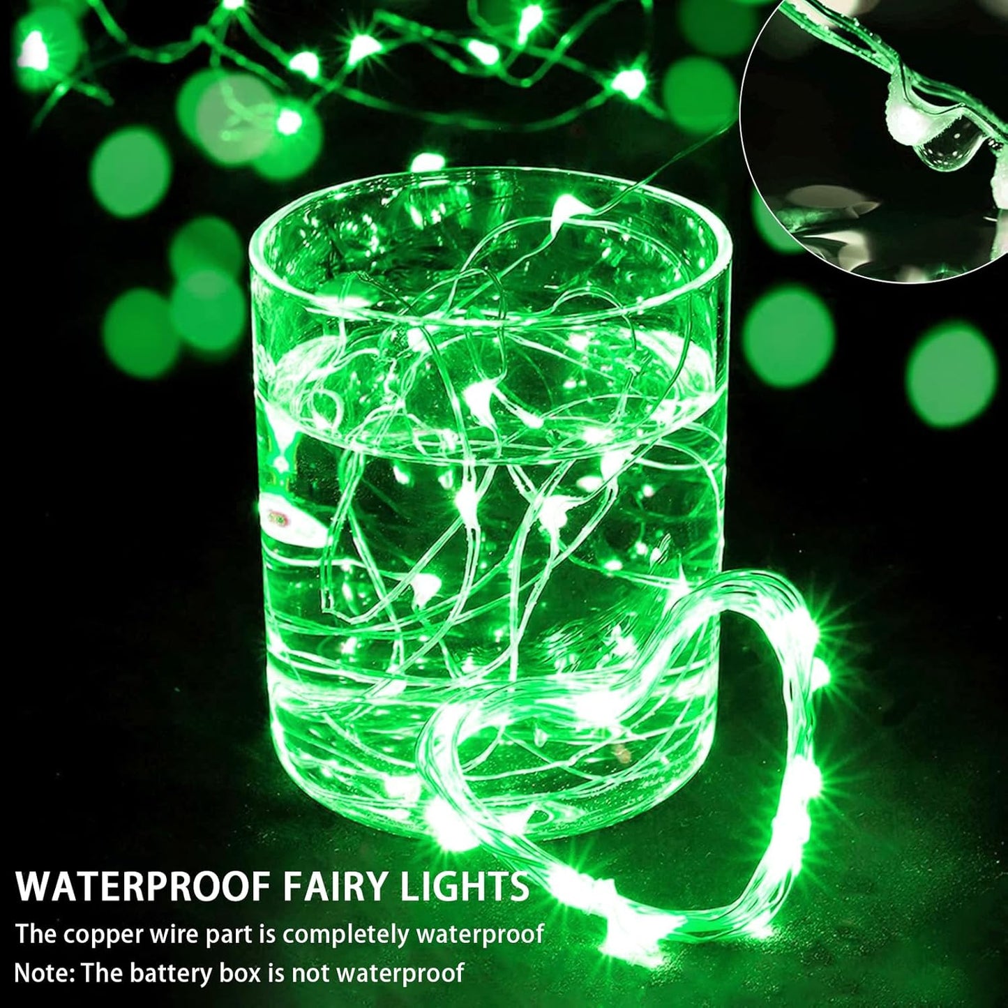 24 Pack Green Fairy Lights 7Ft 20 LED Twinkle String Lights 3 Modes Battery Operated Waterproof Firefly Starry for Mason Jar Party Wedding Christmas Valentines Day Table Centerpieces