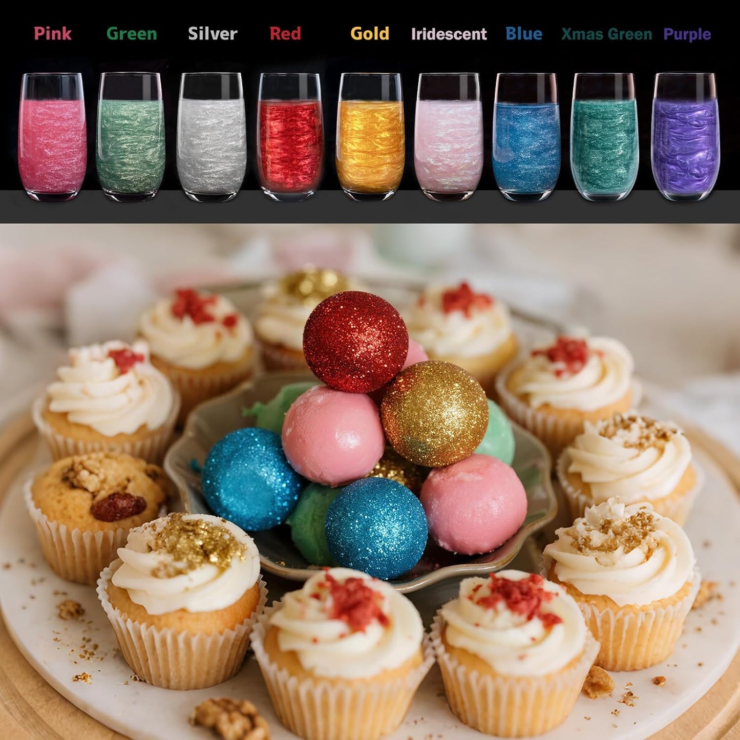 Twisweet Silver Edible Glitter for Drinks, Food Grade 10g Sparkling Sprinkles Cake Decorating Supplies, Edible Luster Dust for Cocktail Beverages, Food Coloring Shimmer Powder for Cupcakes Cookies Cake Decorations