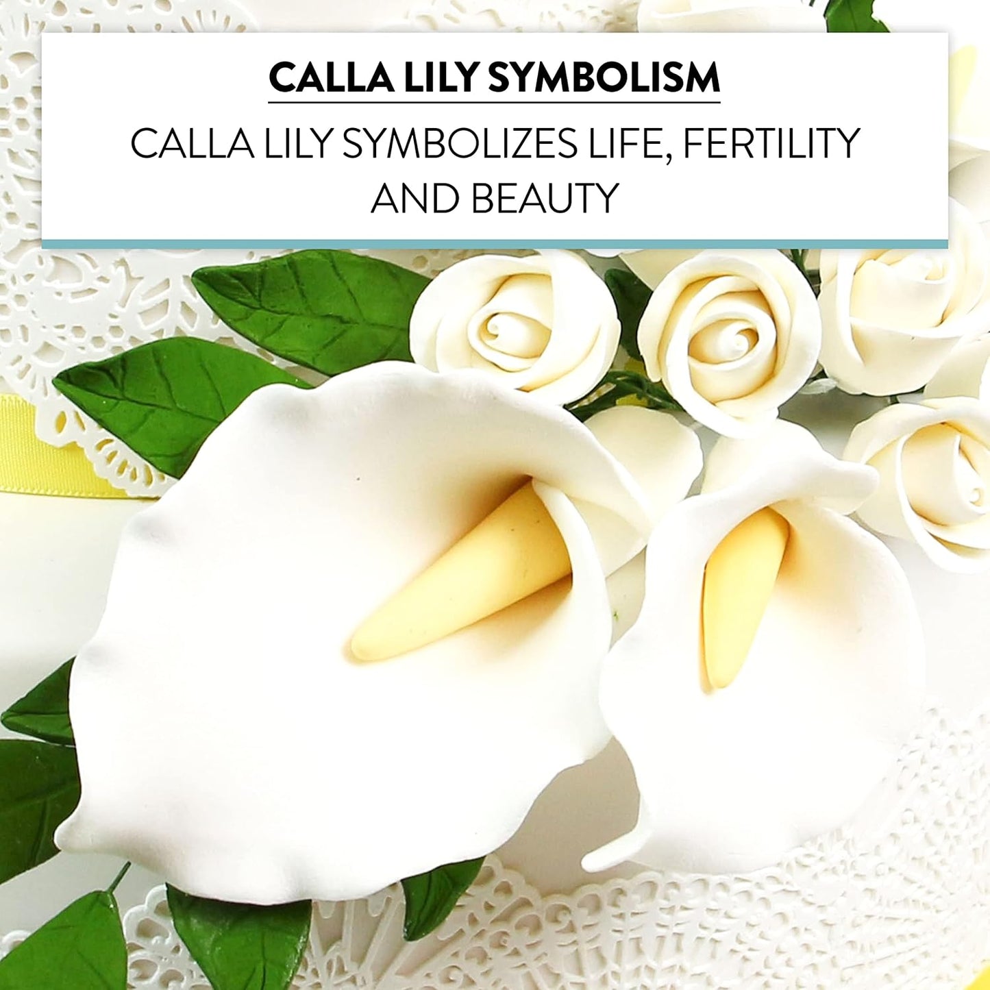 Global Sugar Art Calla Lily Sugar Cake Flowers White with Yellow, Wired,3 sizes, 6 Count by Chef Alan Tetreault