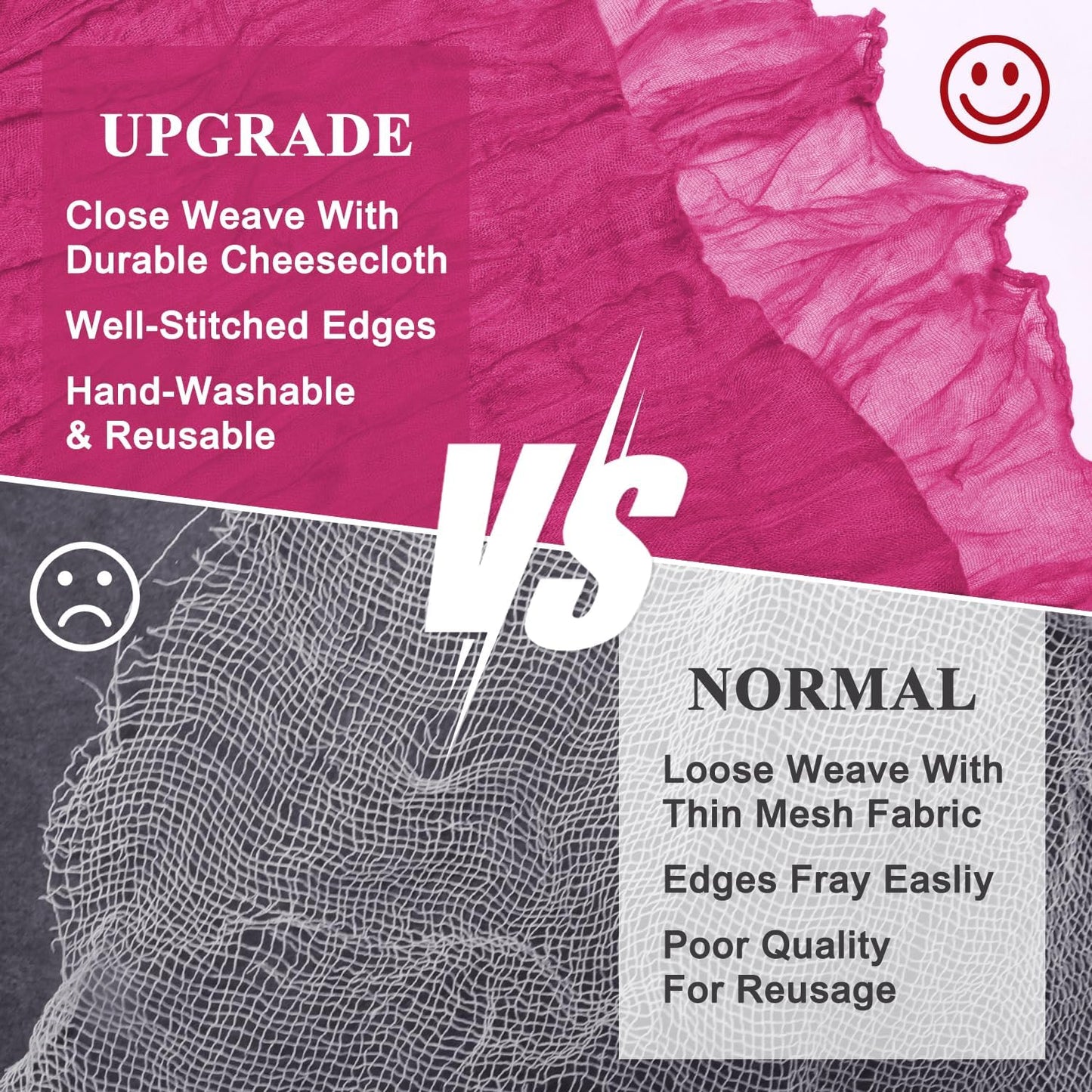 Asee'm 3pcs Cheesecloth Table Runner 120 Inches Long Fuchsia Boho Gauze Cheese Cloth Runner 10FT Rustic Sheer Table Runners for Christmas Wedding Party Baby Shower Spring Easter Decoration